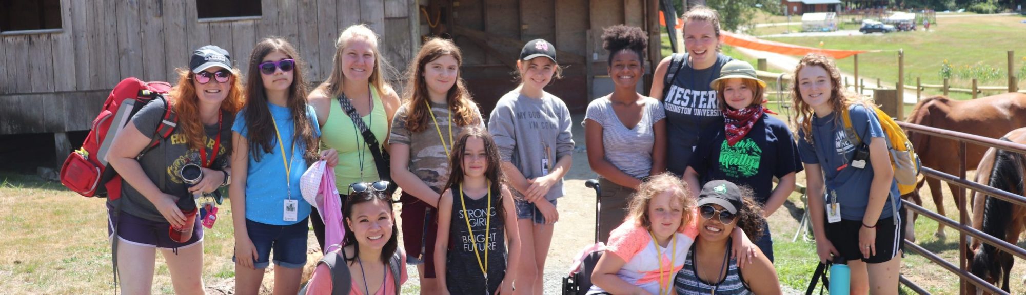 campers at equestrian - group photo